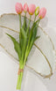 16-in Real Touch Tulip Stem Bundle of 5 - Light Pink