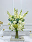 Tall Luxurious Hydrangea, Lisianthus & Snapdragon Arrangement in Glass Vase - Flovery