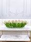 Modern Long Pink/ White Real Touch Tulip Centerpiece in Glass Vase for Table Decor - Flovery