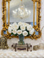 18 inch Large Real Touch White English Rose Centerpiece in Glass Vase - Flovery