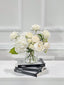 12-in White Hydrangea Rose Peony French Real Touch Centerpiece