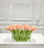 Modern Long Real Touch Tulip Arrangement in Rectangle Glass Vase