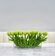 Modern Long Real Touch Tulip Arrangement in Rectangle Glass Vase