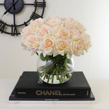 Rose Silk Flower Arrangement-Real Touch Rose Centerpiece-Silk Floral Arrangement-Table Arrangement-Roses in Faux Water-Valentine Arrangement - Flovery