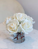 Real Touch Ivory Rose Petite Arrangement - Flovery