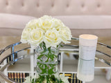 12 Rose Real Touch Arrangement in Modest Vase - Flovery