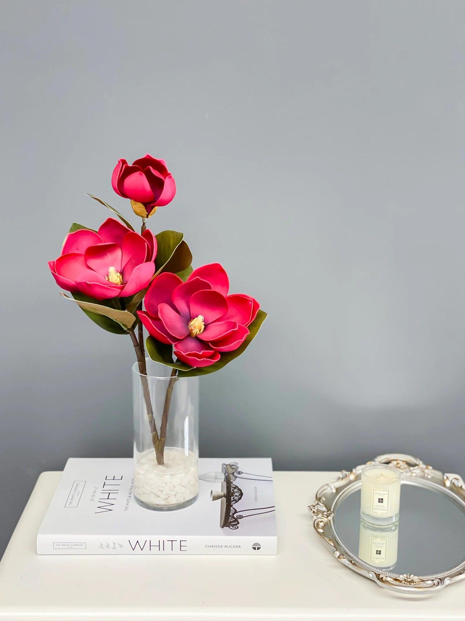 Tall Modern Real Touch Magnolia Arrangment - Flovery