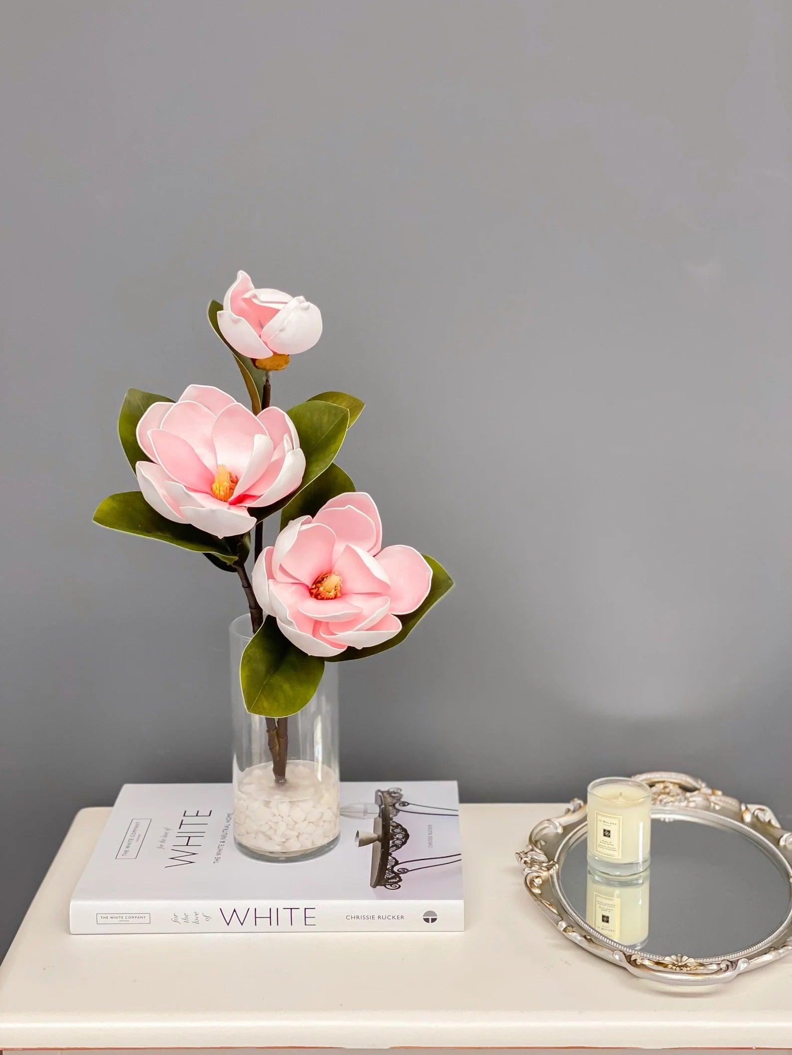 Tall Modern Real Touch Magnolia Arrangment - Flovery