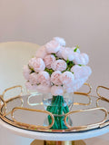 Silk Rose Peonies Arrangement in Minimalist Vase - Flovery