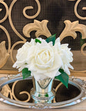 Real Touch Large White Roses Petite Arrangement - Flovery