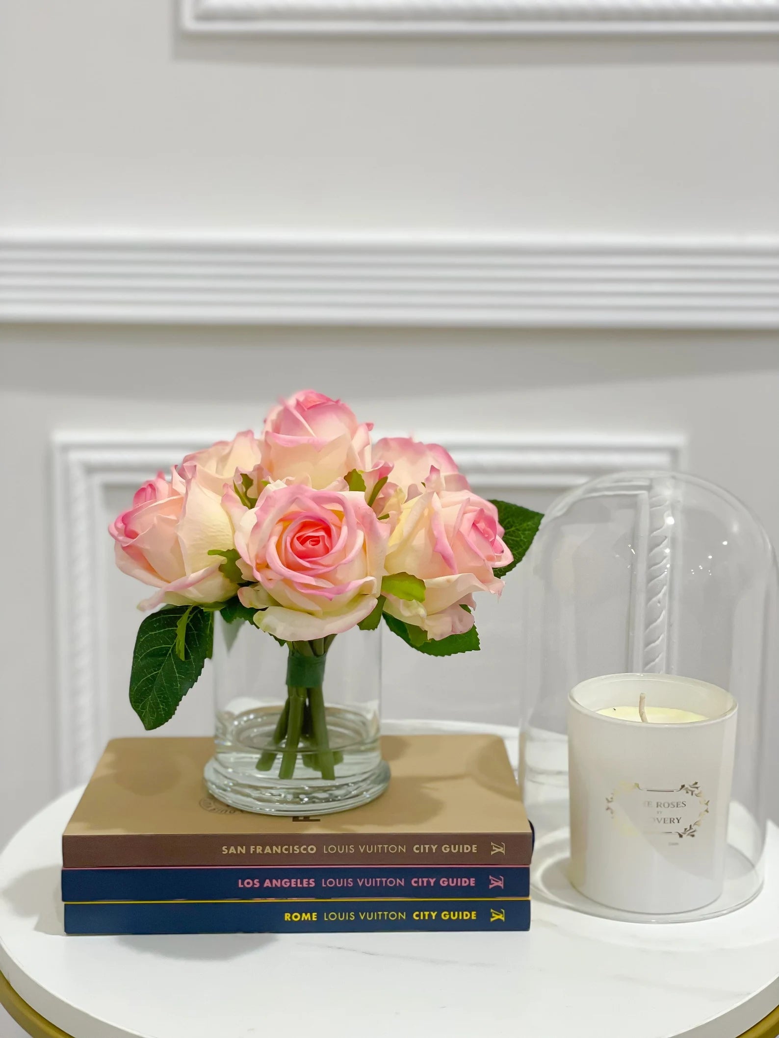 Large Head Real Touch Rose Arrangement in Vase - Flovery