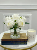 Large Head Real Touch Rose Arrangement in Vase - Flovery