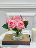 Large Head Real Touch Rose Arrangement in Vase - Flovery