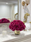 Real Touch Large Head Roses Arrangement Gold Vase - Flovery