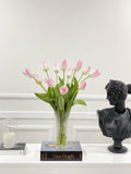 Tall Modern Centerpiece of Blush Pink Real Touch Tulips - Flovery