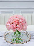 Large Head Silk Peony Arrangement in Glass Vase - Flovery