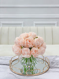 Large Head Silk Peony Arrangement in Glass Vase - Flovery