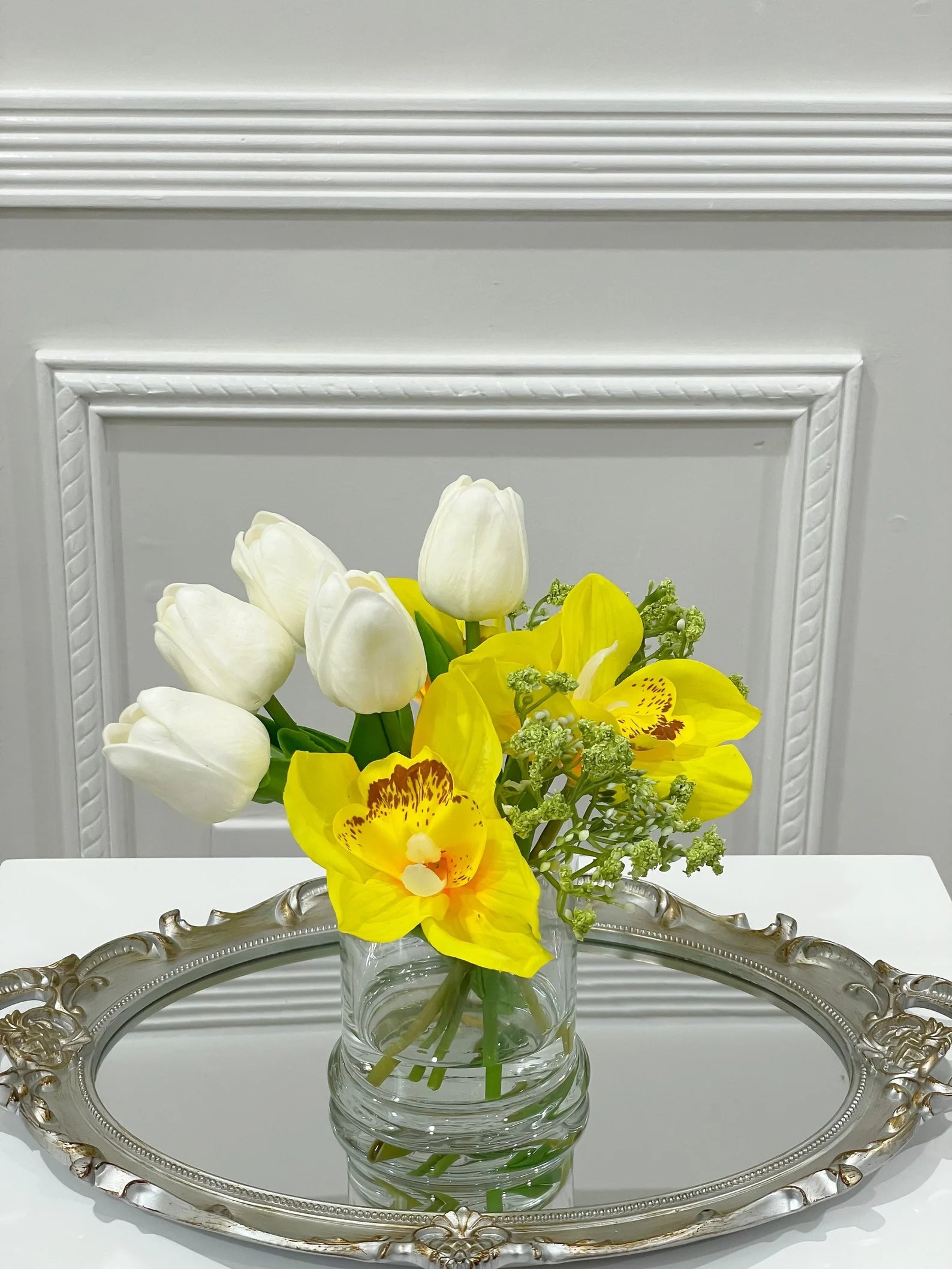 Real Touch Tulips and Orchids French Country Arrangement. - Flovery