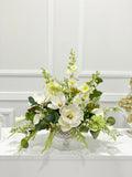 Large Real Touch Silk White Magnolia in A Goblet Glass Vase - Flovery