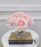 Elegant Real Touch Large Rose Arrangement in Glass Vase - Flovery