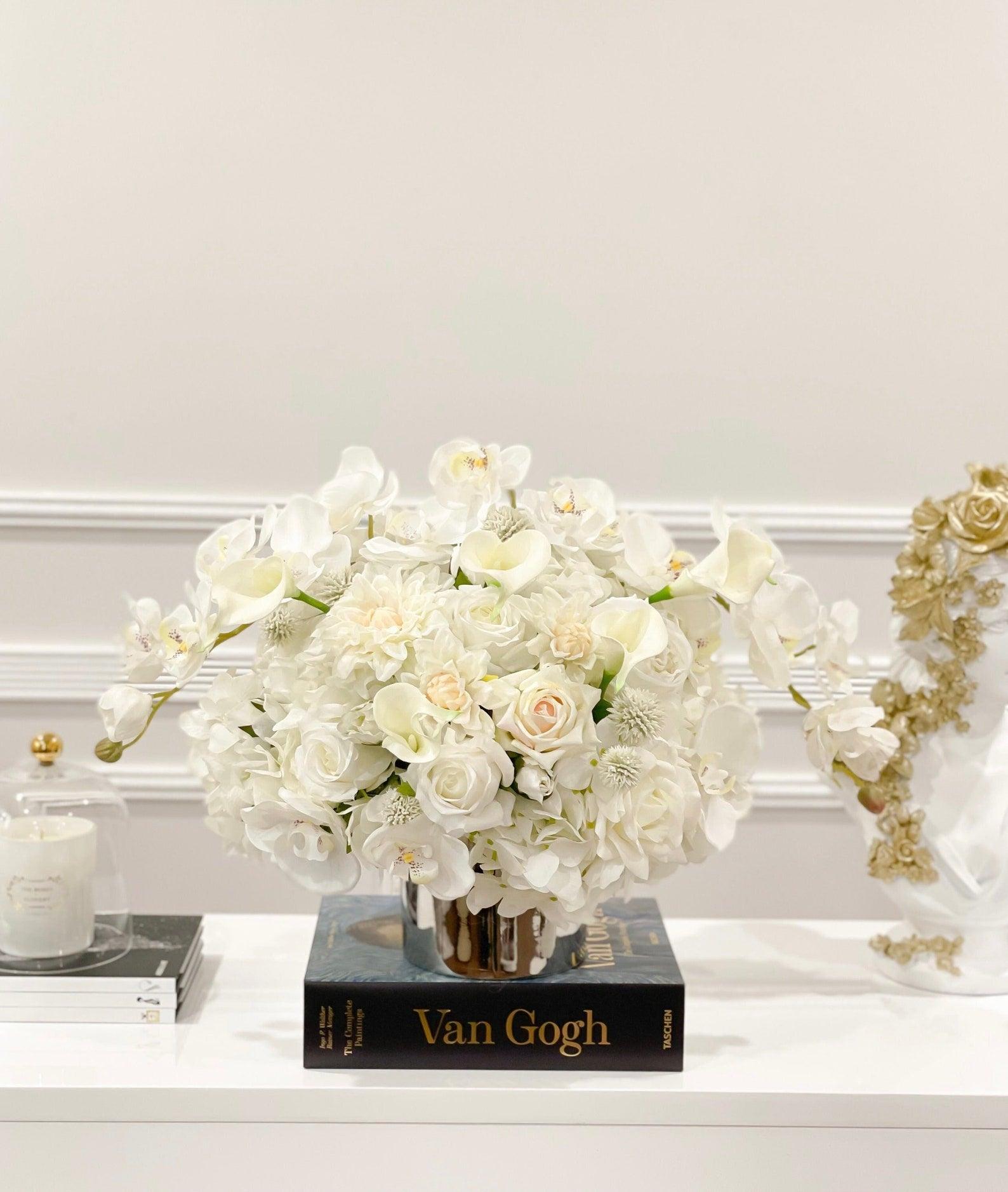 White XX-Large Exclusive Real Touch Centerpiece Arrangement - Flovery