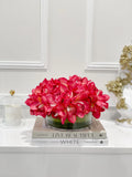 Magenta Orchids Centerpiece Arrangement In Glass Vase - Flovery