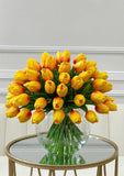 60 White Tulips Centerpiece Glass Vase - Flovery