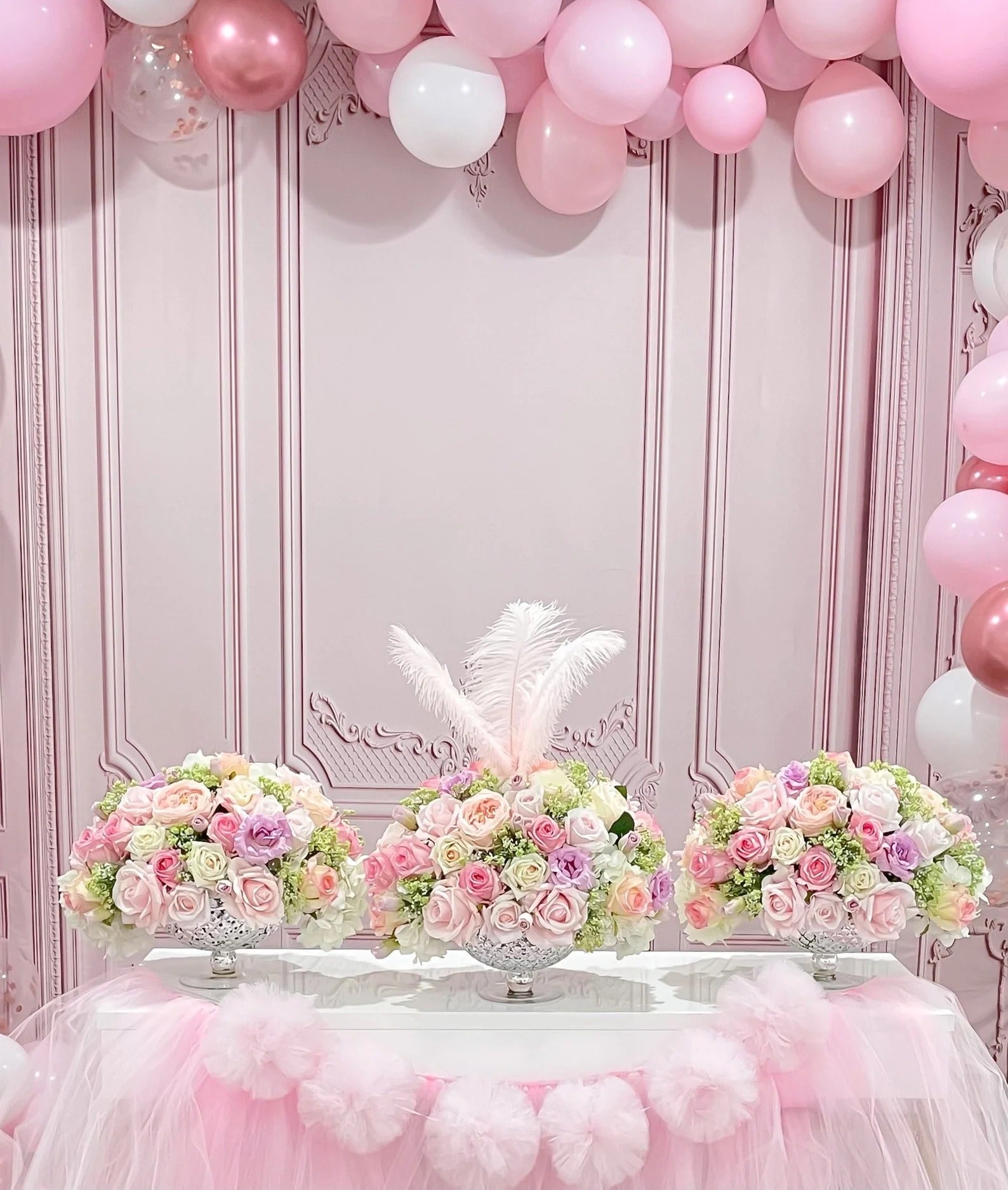 X-Large Real Touch Pink Rose Faux Floral Centerpiece