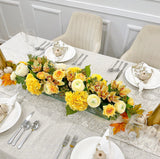Elegant Marigold Decor Modern Long Table Dahlia Centerpiece In Glass Vase