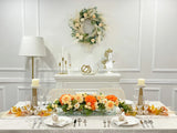 Elegant Orange Decor Modern Long Table Dahlia Centerpiece In Glass Vase