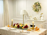 Elegant Velvet Red Decor Modern Long Table Dahlia Centerpiece In Glass Vase