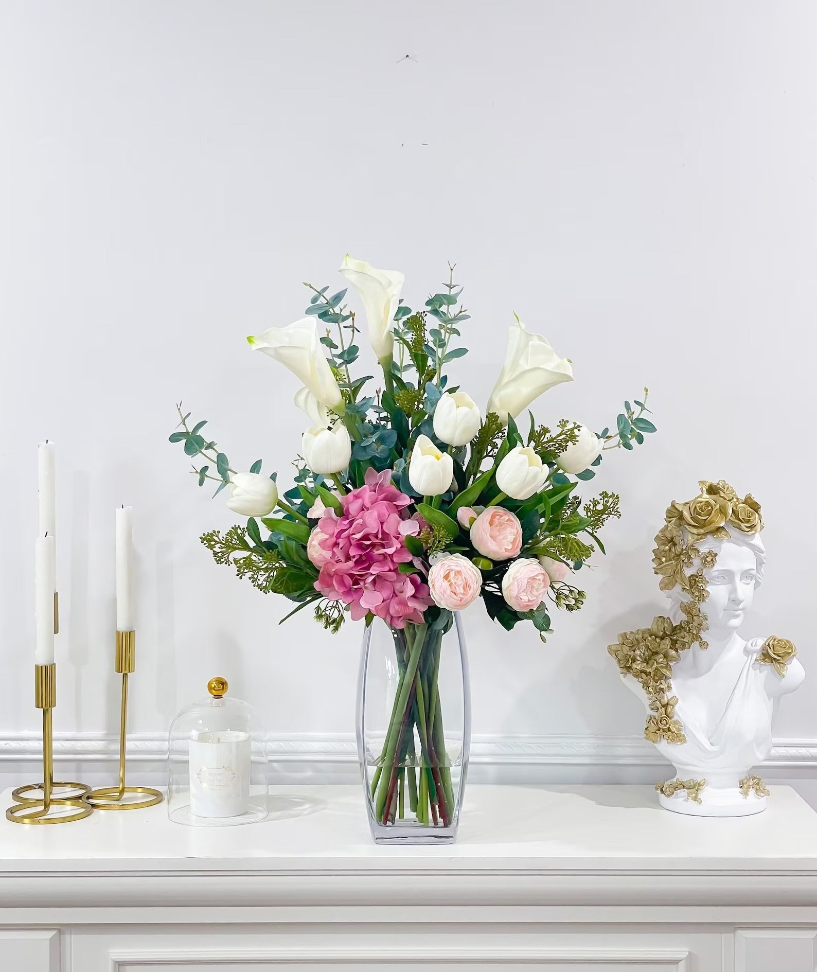 Real Touch Calla Lilies Tulips Tall French Centerpiece