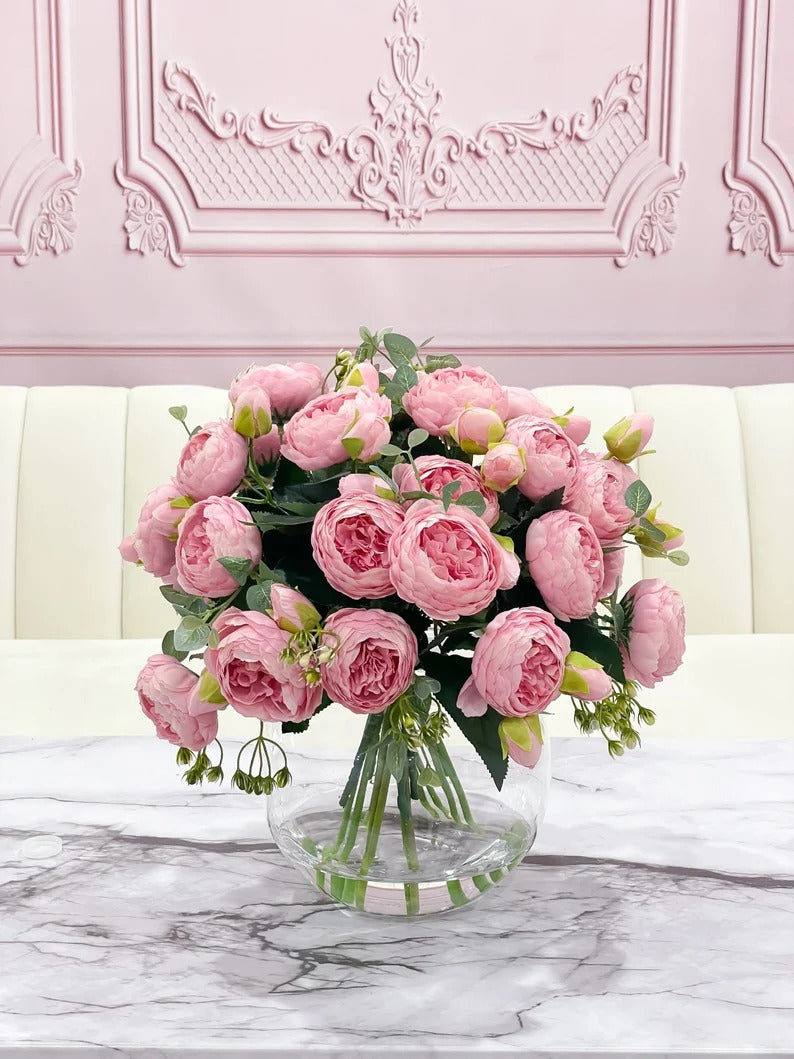Large Faux Rose Peony Centerpiece