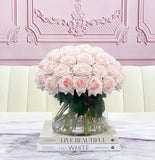Real Touch Blush Pink Roses French Country Centerpiece