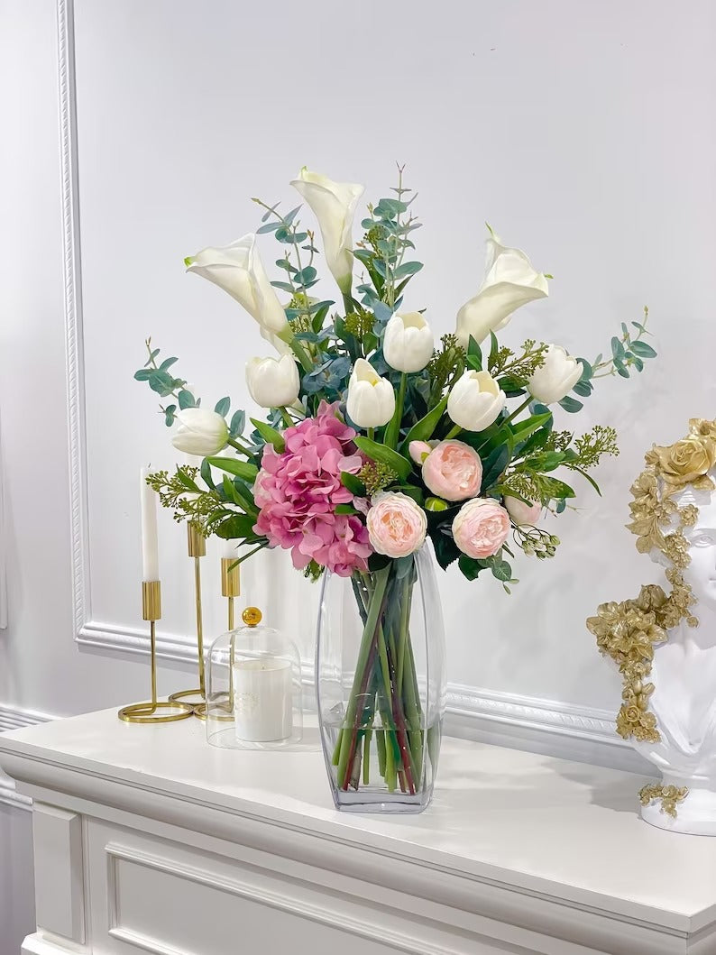 Real Touch Calla Lilies Tulips Tall French Centerpiece