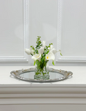 Real Touch White Tulips Calla Lily Modern Home Decor Arrangement in Glass Vase