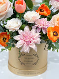 X-Large Pink Real Touch Multi Flower Centerpiece In Flovery Signature Pink Box