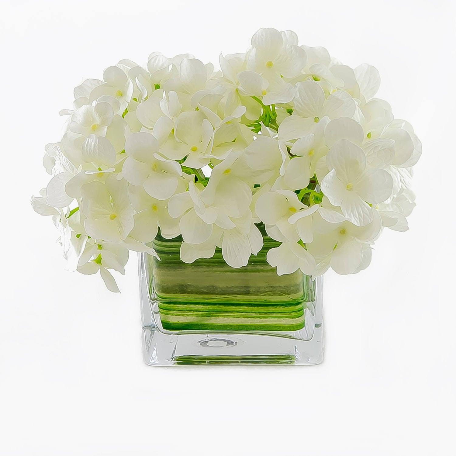 Silk White Hydrangea Arrangement Square - Flovery