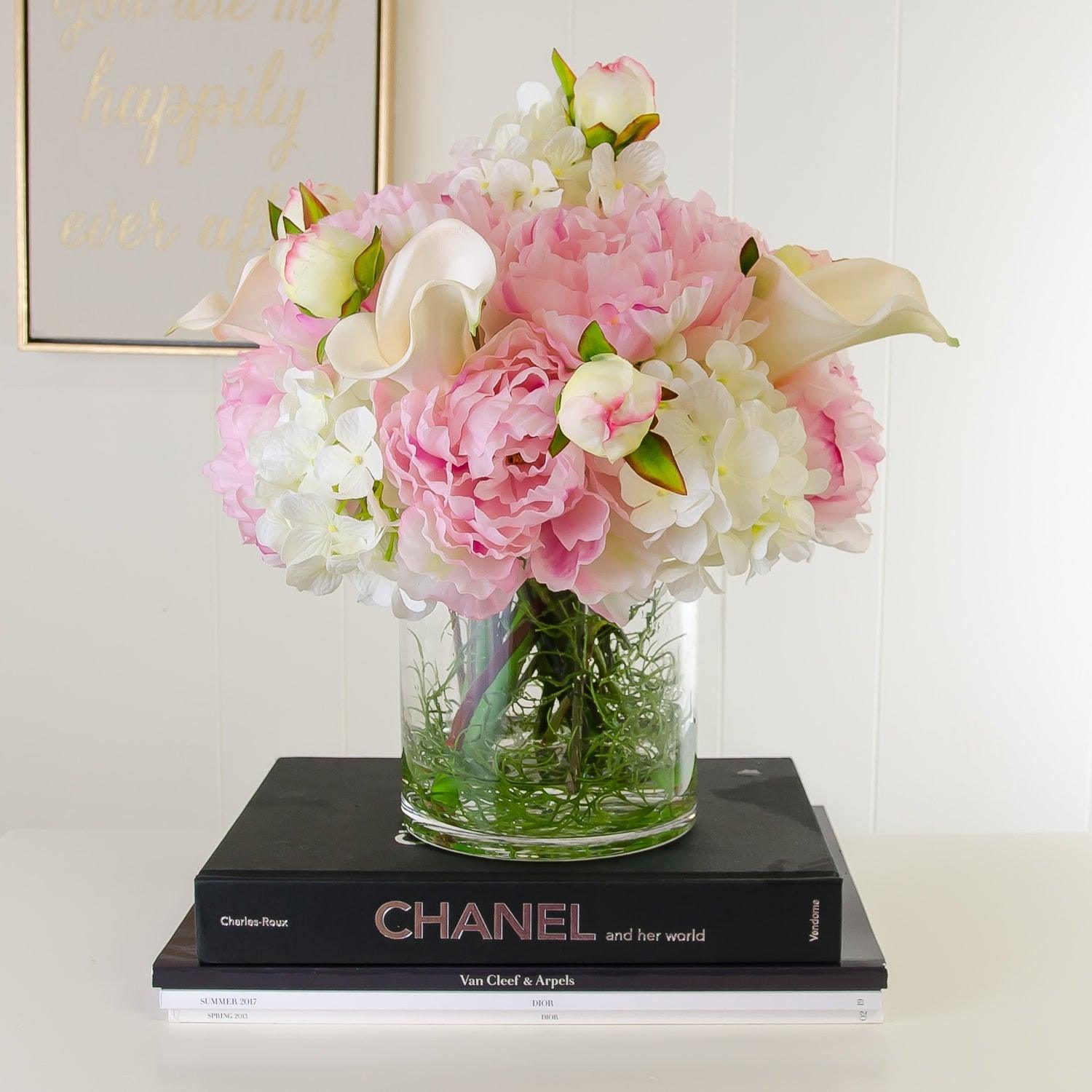 white hydrangea and calla lily bouquet Large Real Touch Calla Lily Hydrangea Peony Arrangement