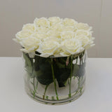 Large White Real Touch Rose Arrangement Cylinder - Flovery