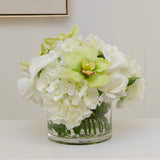 Large Real Touch White Hydrangeas Roses Orchid Arrangement - Flovery