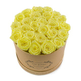 Medium Round Gold Box Yellow Roses