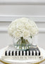 Real Touch White Rose Centerpiece Round Vase - Flovery