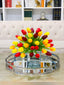 Faux Real Touch Arrangement-Tulips Centerpiece for Dining Table-Red Tulip-Orange Tulip-Yellow Tulip-Arrangement-Real Touch Tulip Arrangement - Flovery