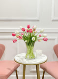 Real Touch Pink White Tulip Centerpiece - Flovery