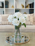 17-in Tall Real Touch Large White Rose Centerpieces Arrangement - Flovery