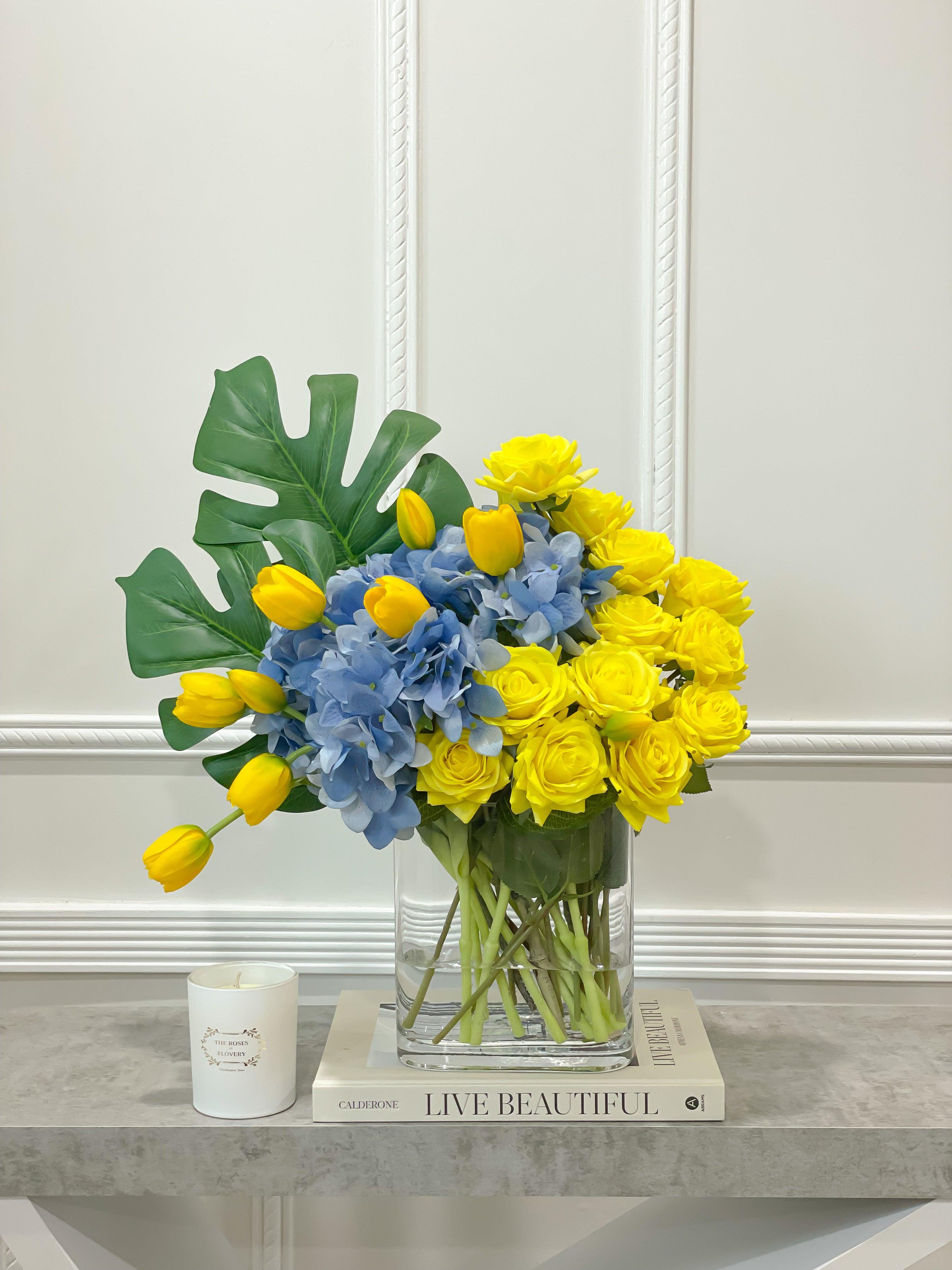 Love Ukraine Blue Yellow Rose Arrangement - Flovery