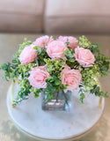Pink/Blush Centerpiece-Rose Real Touch Flower Arrangement-Silk Flower Arrangement-Rose Centerpiece Home Decor-Floral Arrangement - Flovery