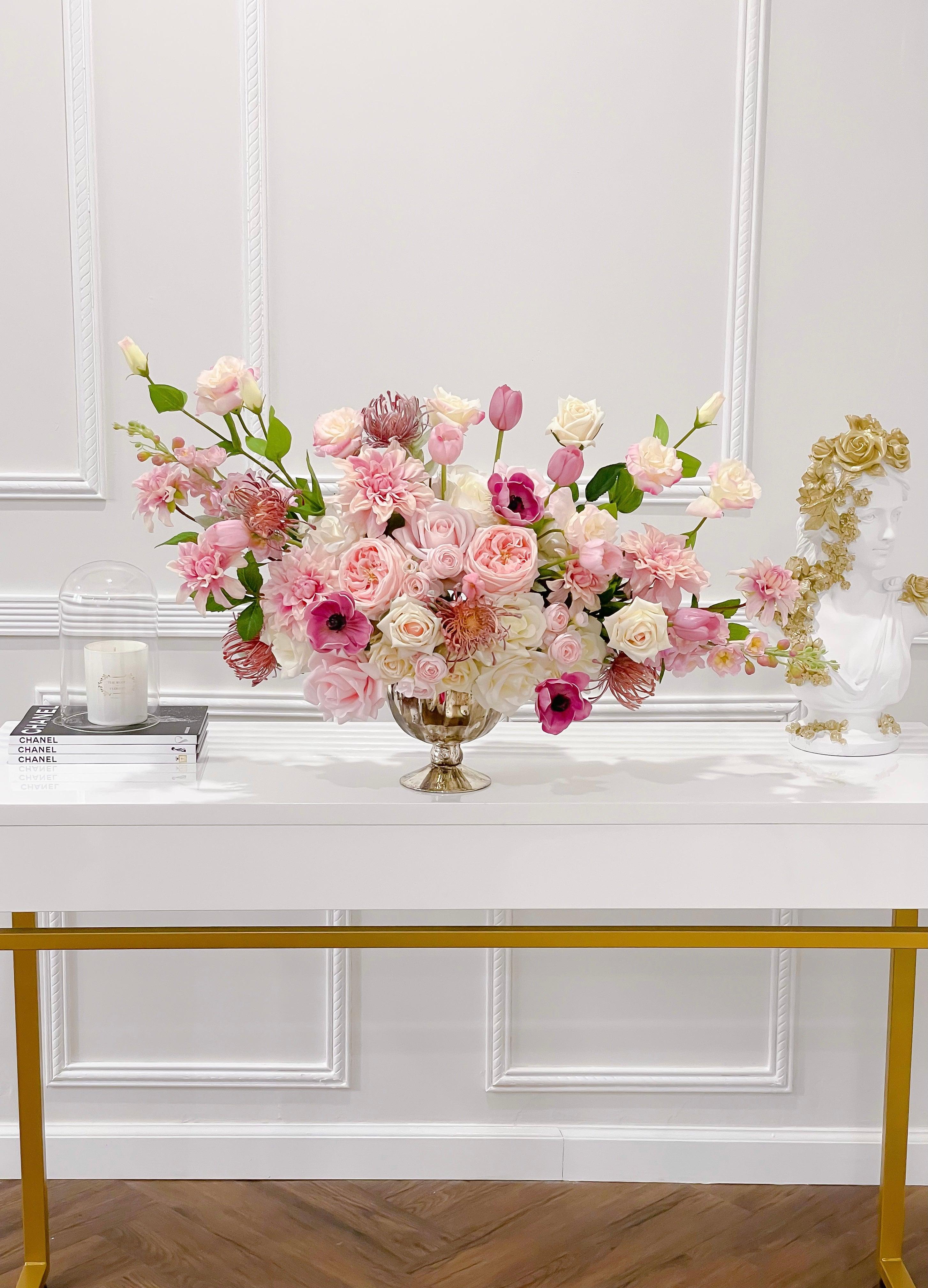 Large French Country Pink Real Touch Flower Arrangement - Flovery