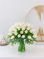 Real Touch Tulip Arrangement-White Tulip Centerpiece-Real Touch Flower Arrangement-Silk Flower Arrangement-Artificial Flower-Faux Flower - Flovery